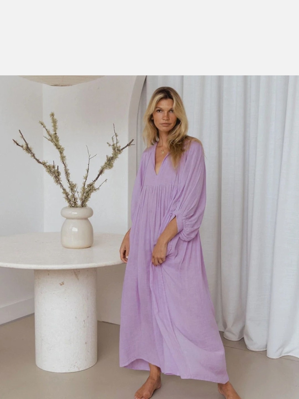 Daughters of India Maxi Lilac Gauze Kyra Dress - Picture 6 of 11